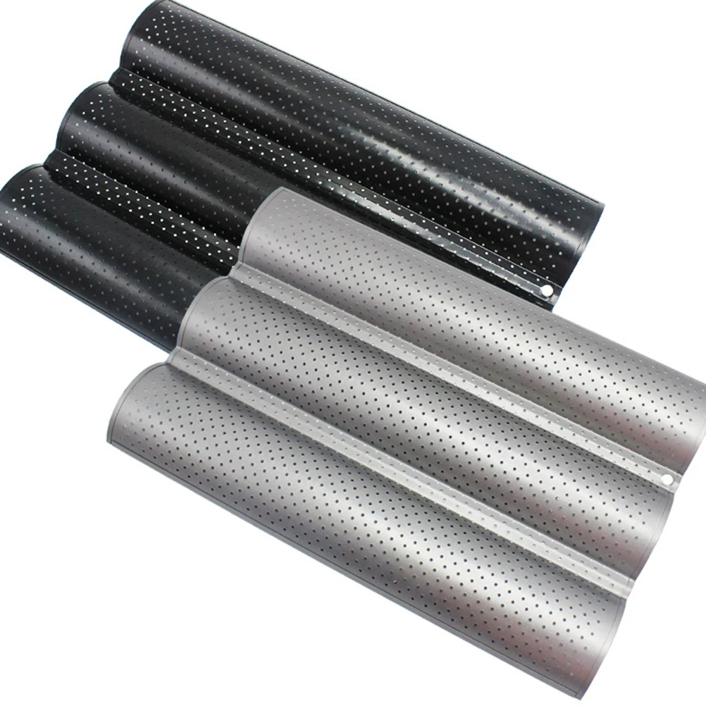 

Baguette Baking Mold French Bread Tray Loaf Pan Kitchen Tool Non Stick Black Easy Clean Durability Home Shop Wave Stick Bread