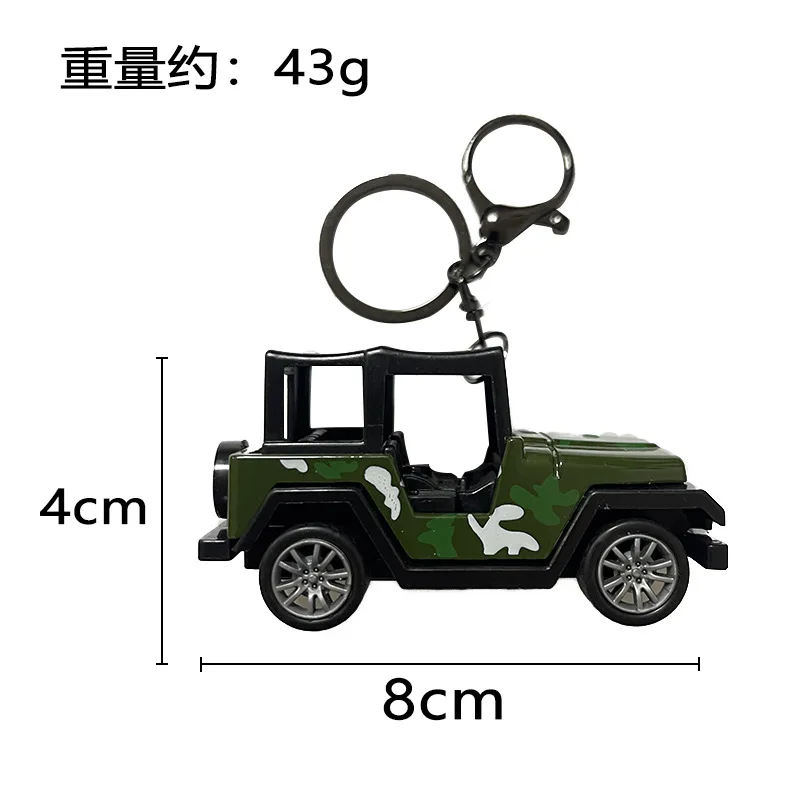 Creative Cartoon Rebound Alloy Car Model Keychain Off Road Camouflage Jeep Ornament Toy Pendant Key Chain Boy's Birthday Gifts