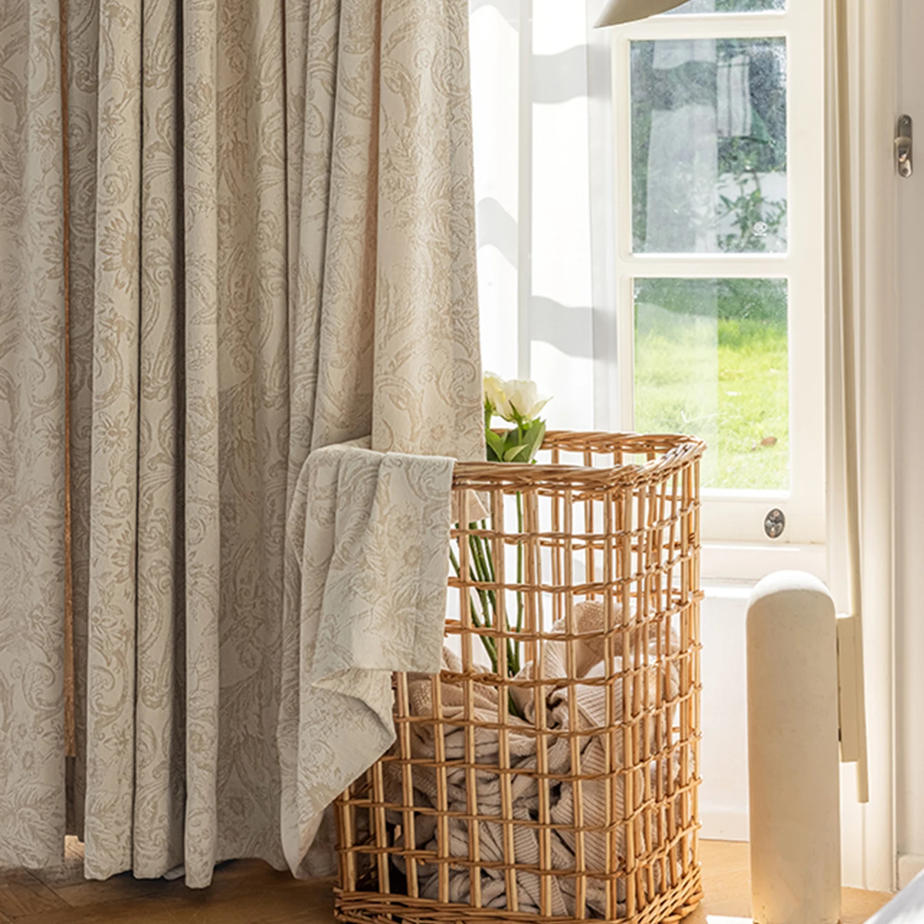 

French Chenille Jacquard Blackout Curtain,Noise Reduction Soundproof Beige Curtains For Living Room Bedroom,Home Window Curtains