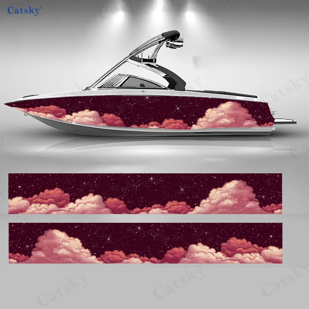 

Наклейки для лодок Crimson Cloud River Boat, 2 шт., водонепроницаемые, прочные виниловые наклейки из ПВХ для рыболовных лодок, прочный и стильный дизайн