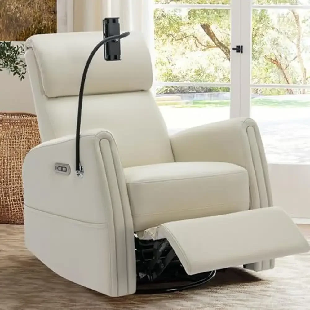 Swivel Rocking Recliner Chair with Charging Ports Nursery Living Room Accent Armchair Comfortable Upholstered Chair with Phone