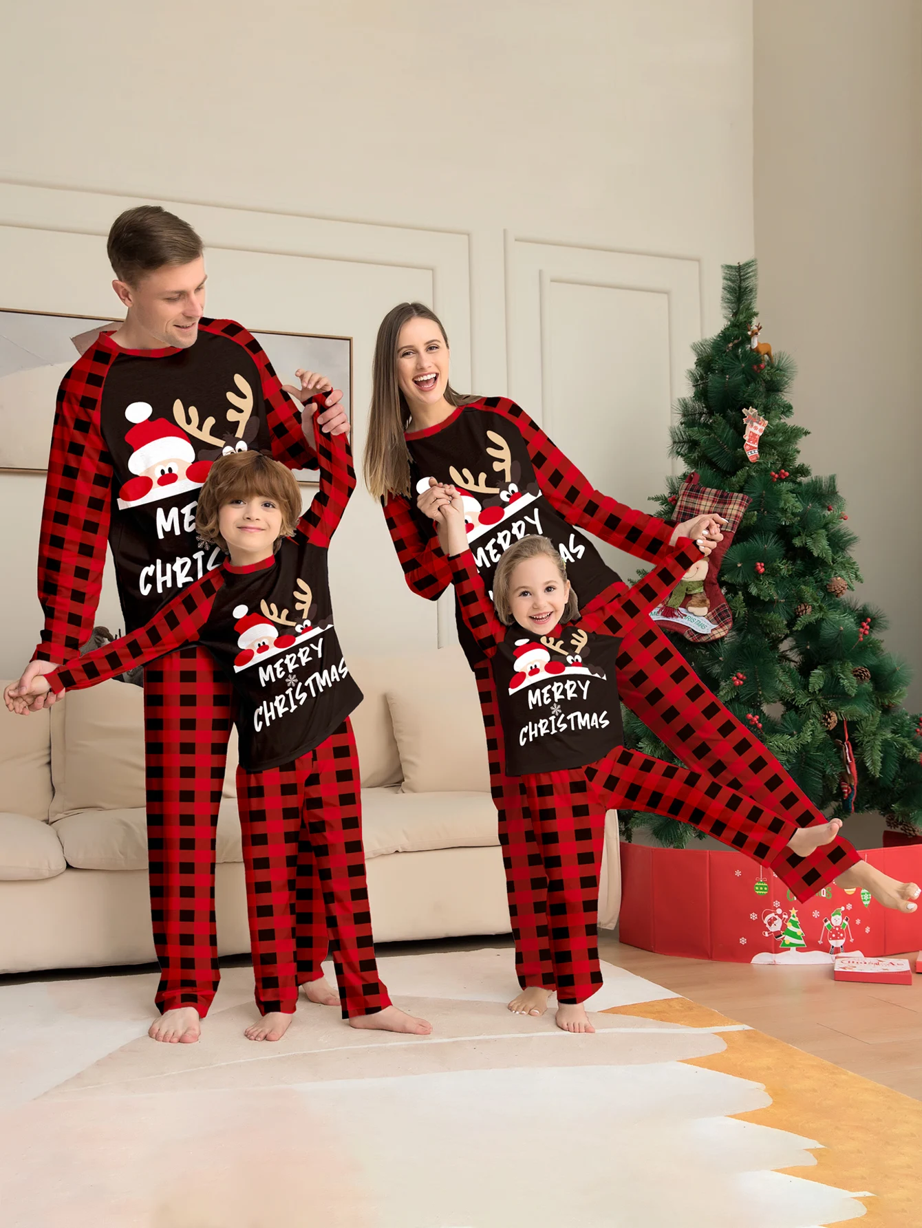 Xmas Family Matching Outfits 2024 Christmas Pajamas Family Clothes Family Christmas Pajamas Set Deer Mother Kids Adult Baby