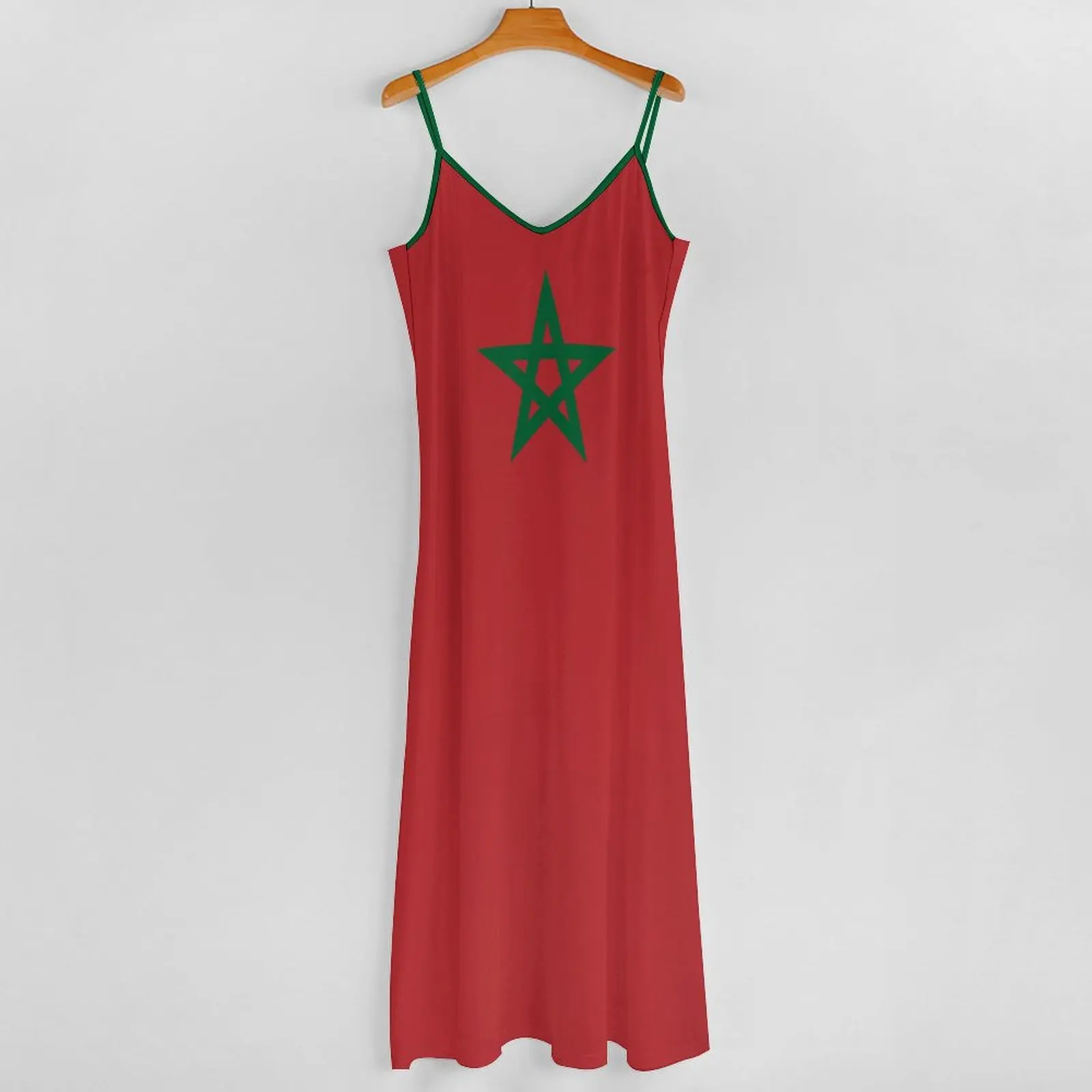 Long Dresses Dress Morocco Flag Print New Casual Sleeveless Women\'s V-Neck Printed Dress Swing Retro Dresses