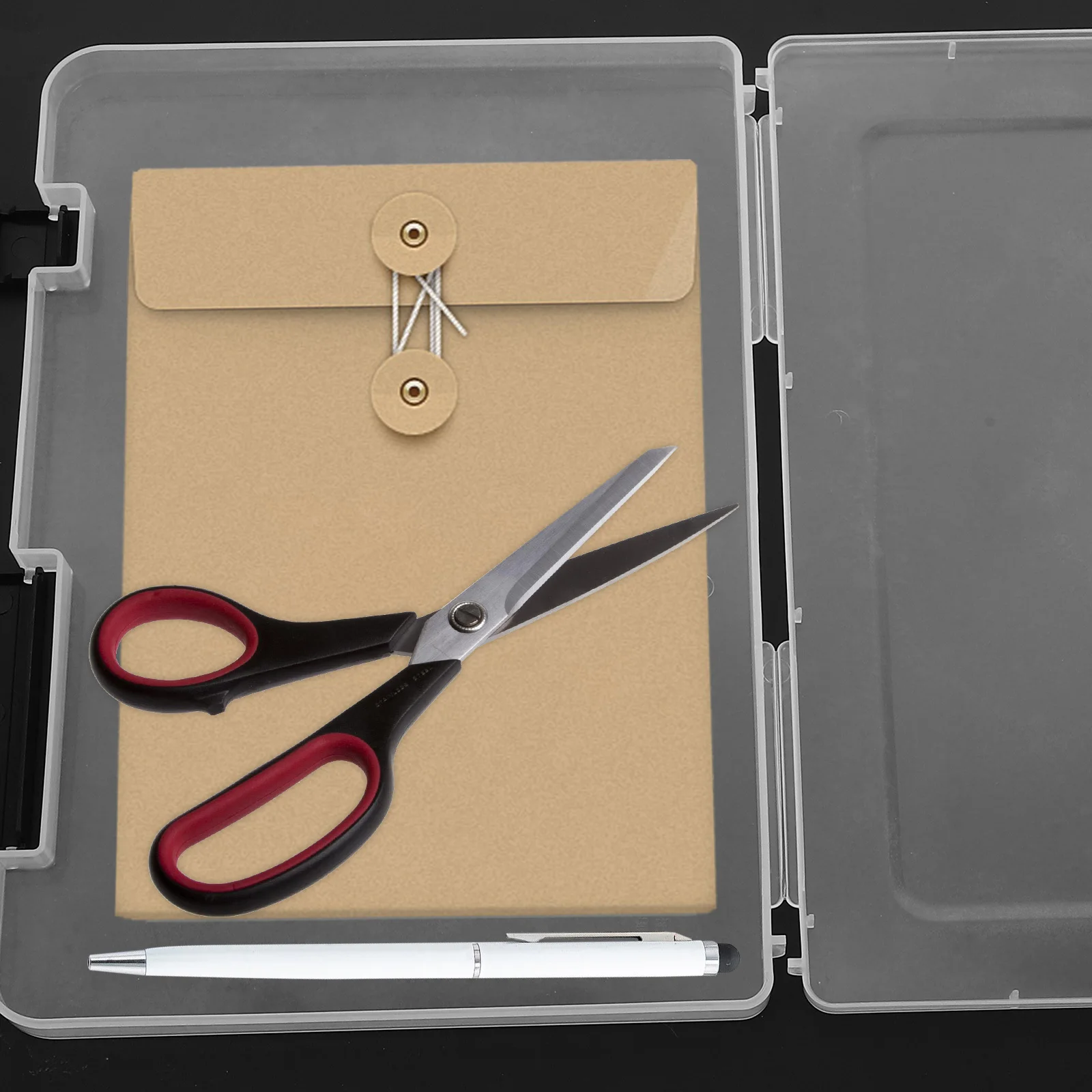 Caja organizadora de documentos A5, contenedor de almacenamiento de plástico transparente para suministros escolares de oficina, archivador apilable transparente