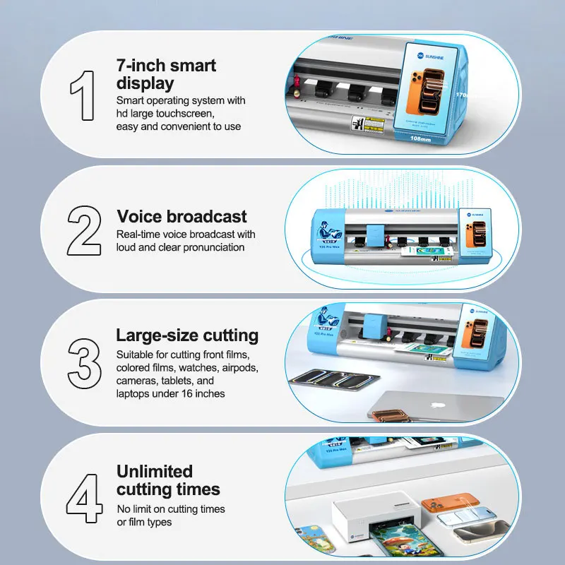 SUNSHINE Y25 Pro Max 16-inch Large-size Unlimited Film Cutting Machine Voice Broadcast,No limit on Cutting Times or Film Types