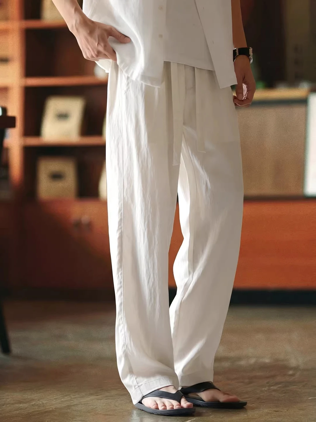 

Новые летние мужские повседневные брюки больших размеров с эластичным поясом на шнурке, тонкие, прямые, длинные, свободного кроя, трикотажные, рабочие