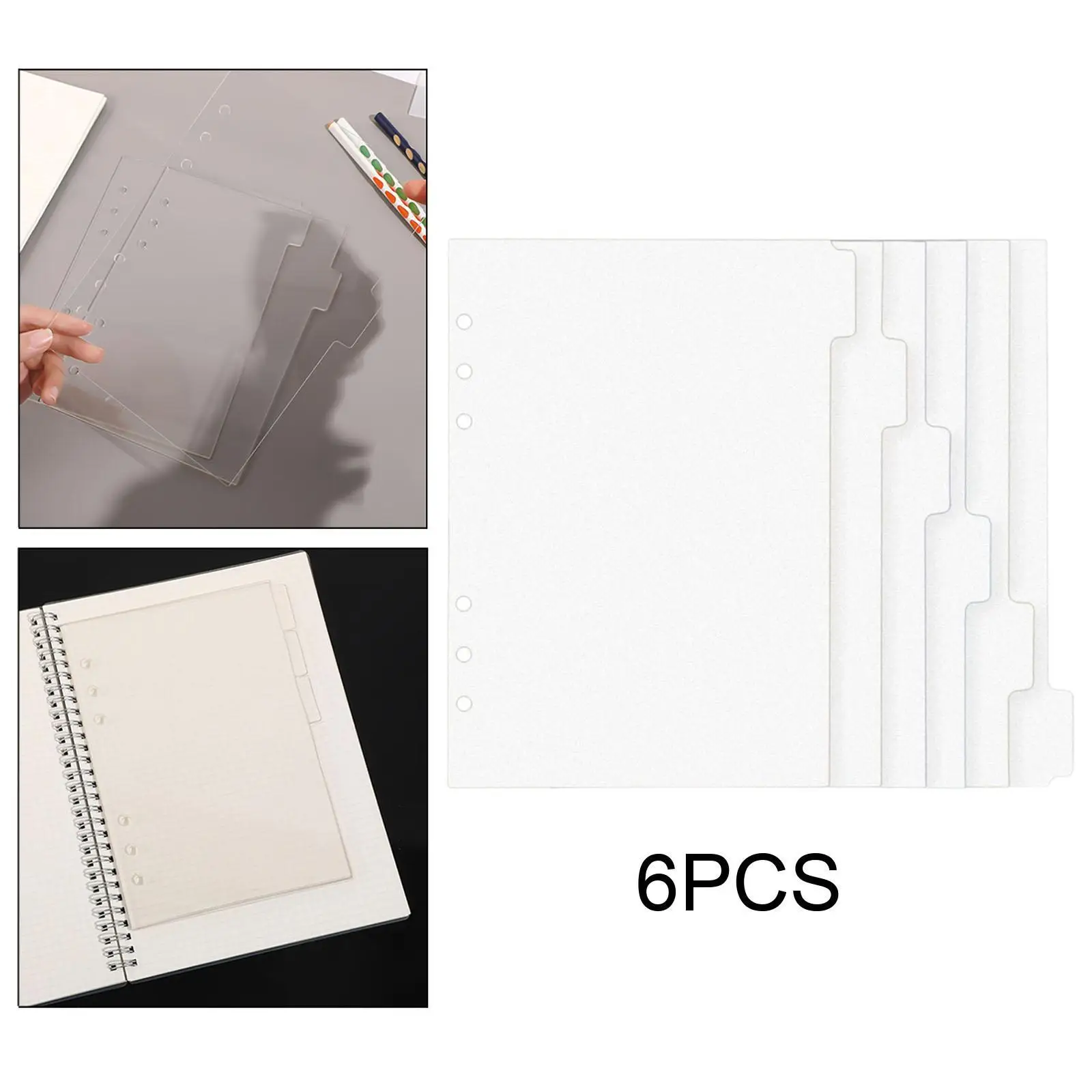 6 Sheets Binder Painting Pocket Notebook Dividers for School Students Home