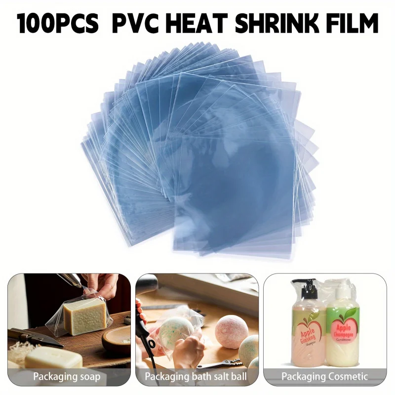 50 Teile oder 100 Stück PVCHeat-Schrumpfverpackungsbeutel, geeignet für Seife, Kerze, Badesalze, kleines Geschenk, Glas und DIY-Bastelarbeiten – keine Montage re