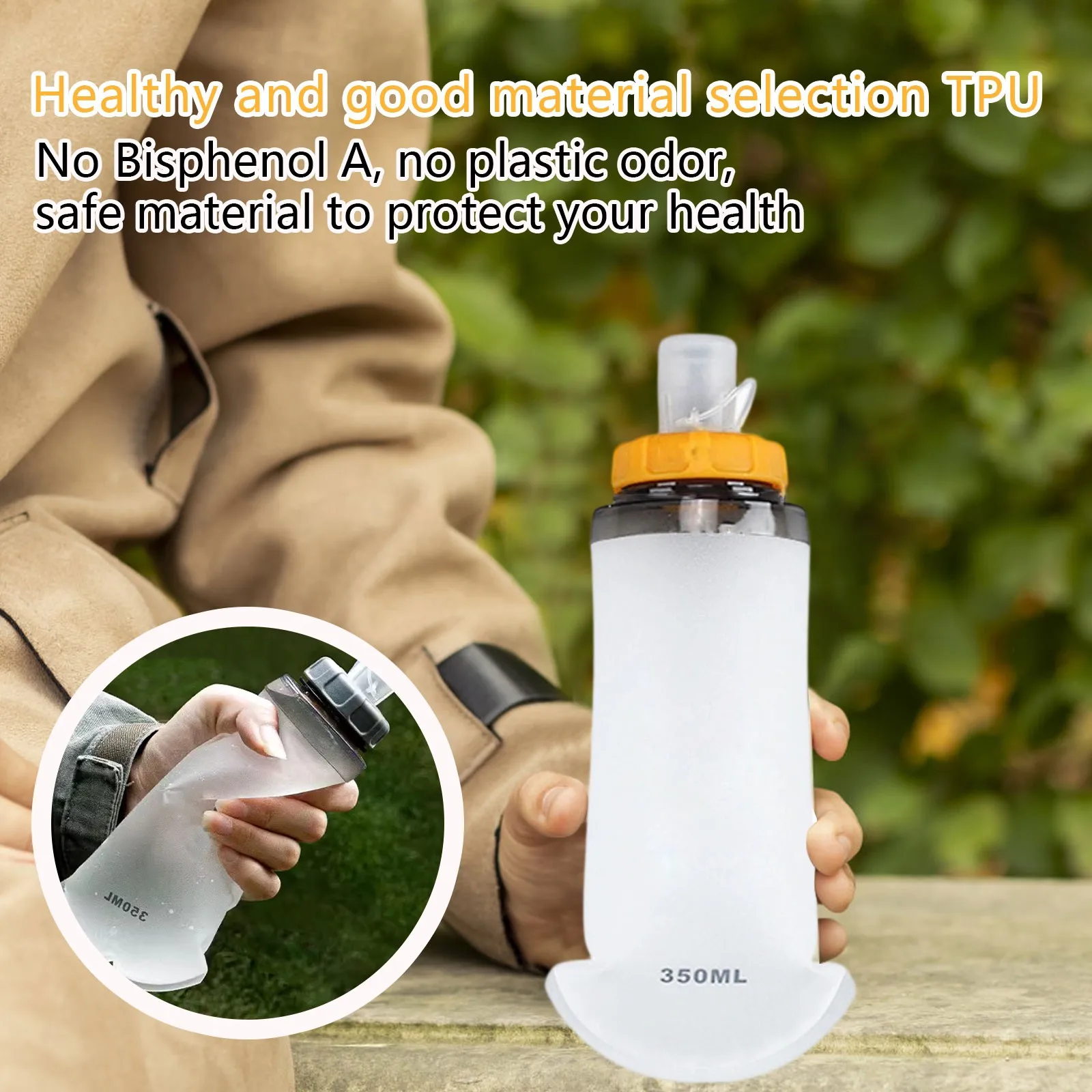 

350ML Sports Soft Water Bottle TPU Lightweight Foldable Soft Water Bag Outdoor Running Mountaineering Pocket Portable Water Cup