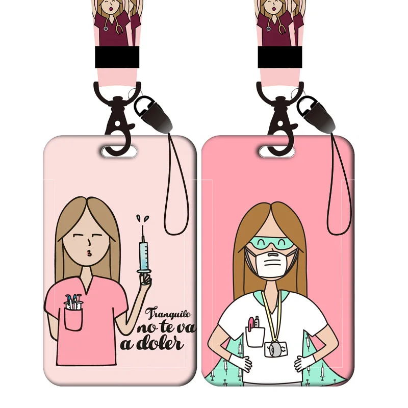 

Doctor Nurse ID Card Holder Pretty Neck Strap Lanyard Name Badge Holder Card Cover Key Chain Work Business Card Cases