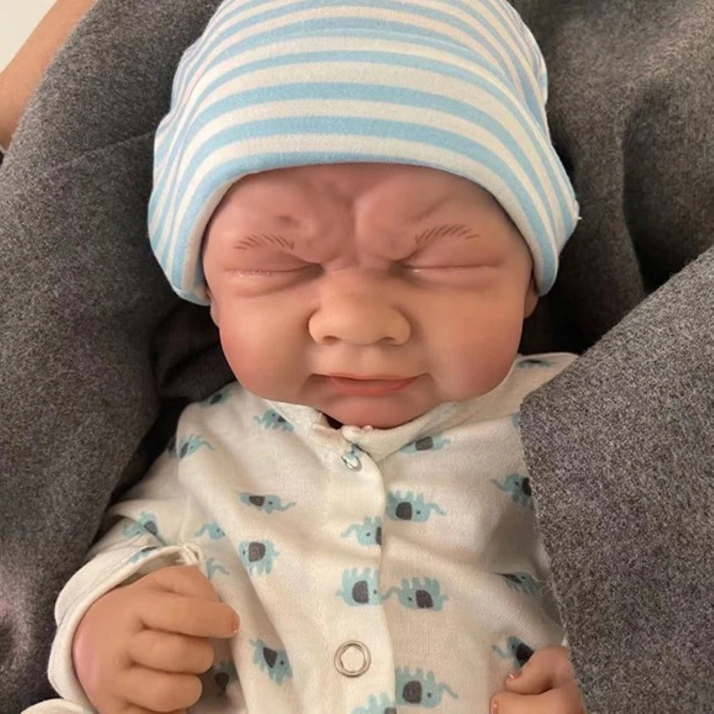 

14 Inch Crying Reborn Baby Doll - Lifelike Vinyl Doll with Weeping Expression, Poseable Body for Photography, Pretend Play, Coll