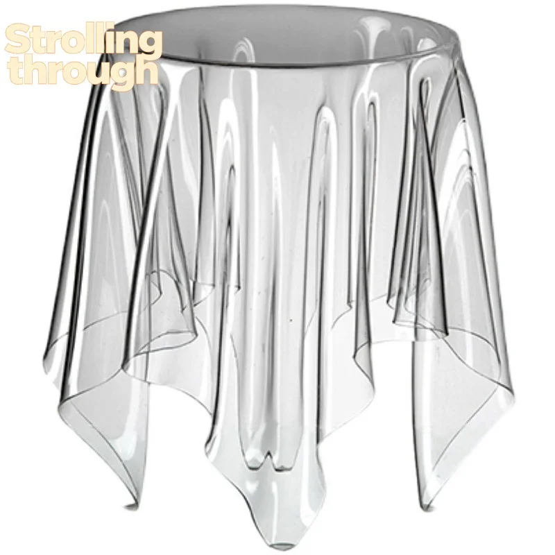 

Nordic floating transparent coffee table bay window magic small round table simple modern creative acrylic edge table