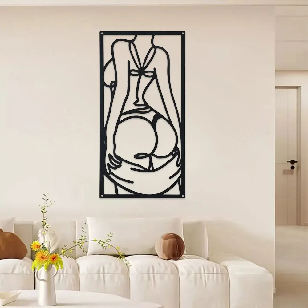 1PC Metal Wall Decor Abstract Line Art Wall Decor Woman Body Shape Art Print Decor Drawing Metal Wall Art Modern Minimalist