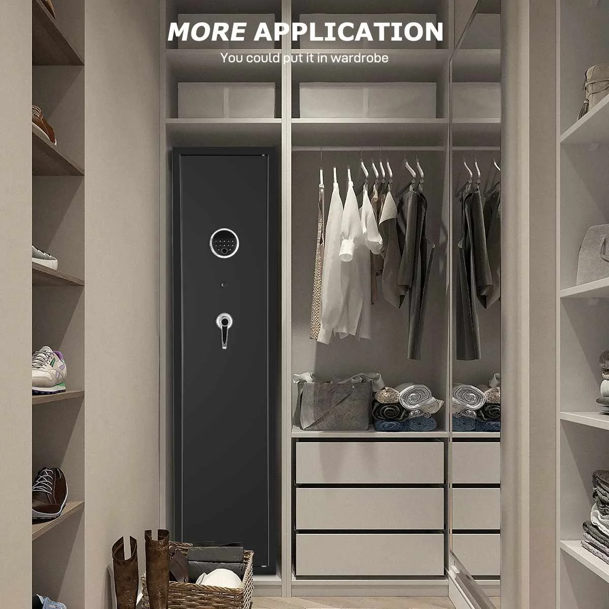 5-Gun Large Rifle Safe Pistol Safe Box Fingerprint Security Cabinet With Pistol Lock Box For Rifle Shotgun Firearms Hidden Safe