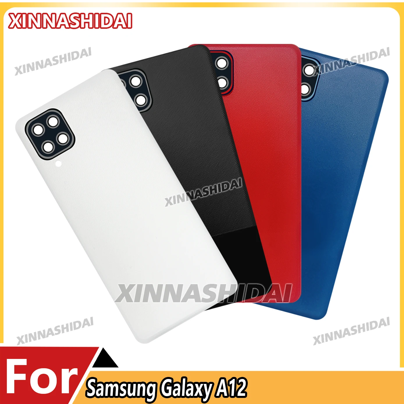 Premium Glass Rear Door Battery Housing Case - Adhesive-Included Replacement for Samsung Galaxy A12 (Full Set)