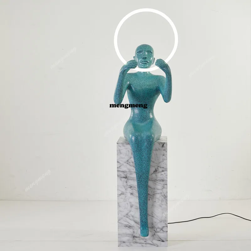 Modern simple portrait floor lamp art sculpture model house sales office exhibition hall character ornament humanoid ball lamp