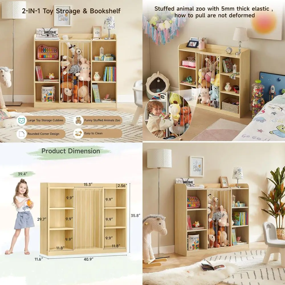 

Органайзер для детской игровой комнаты из кленового дерева, с 8 ячейками для хранения мягких игрушек и книг