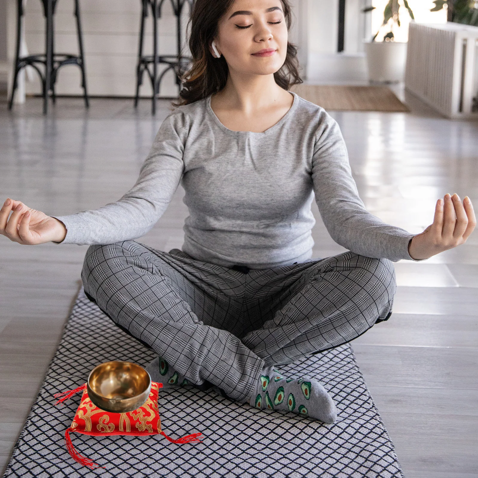 

Tibetan Singing Bowl Cushion Red Cloth Pad For Meditation Yoga Buddhist Ritual Instruments Instrument Accessory