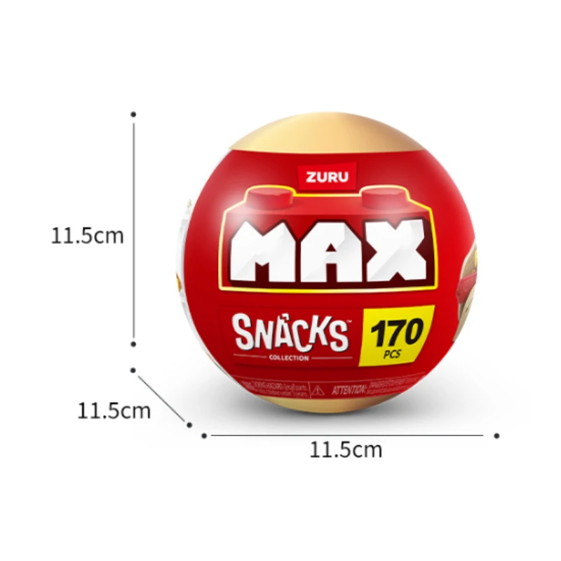 New ZURU Max Food Series Building Blocks Balls Assembling Toys Small Snacks Ornaments Surprise Balls Holiday Gifts for Children