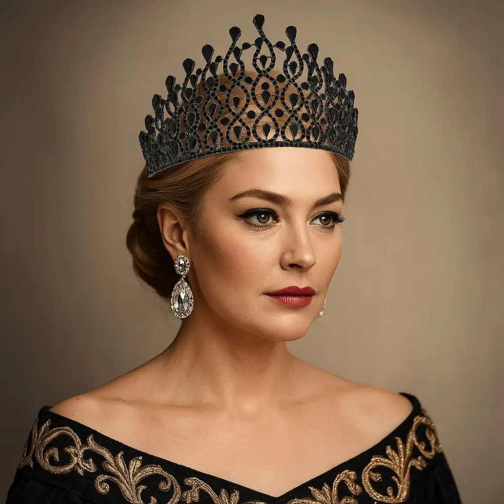 

Temperament Luxury Baroque Queen Tiaras Sparkling Elegant Alloy Princess Crown Shiny Dazzling Women Hair Hoop Themed Parties