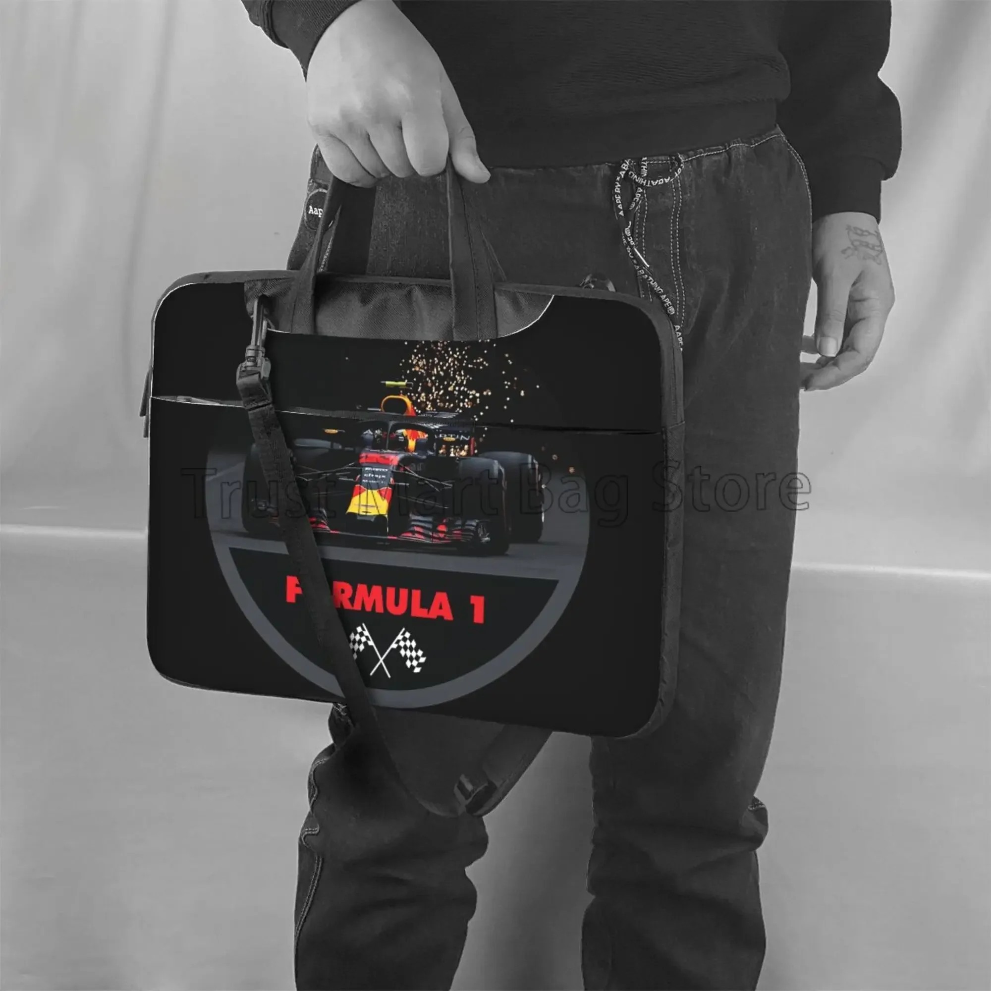 F1 سباق السيارات طباعة حقيبة حمل الكمبيوتر المحمول حافظة دفتر Ultrabook حقيبة غطاء لوحي مع مقبض حزام الكتف يناسب 13/14/15.6 بوصة