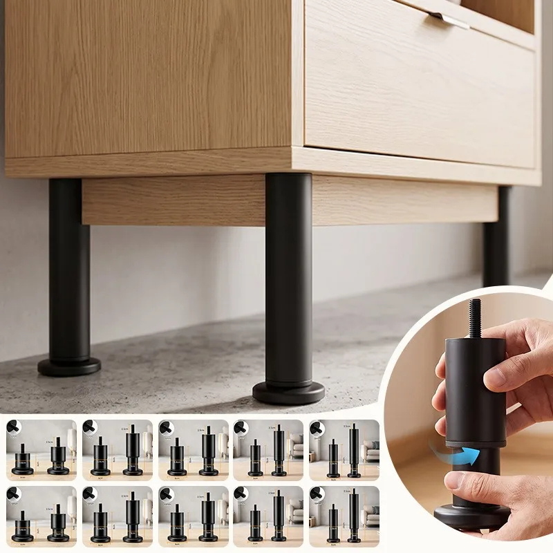 4pcs Adjustable Furniture Legs M8 M10 Thread Screw Bed Sofa Support Feet Height Increase Cabinet Coffee Table Riser Foot Pad