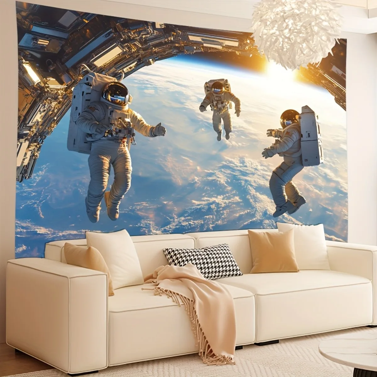 Space Astronaut Tapestry Wall Mural Decor Sci-Fi Earth View Outer Space Exploration Room Hanging Art NASA Science Fiction Galaxy