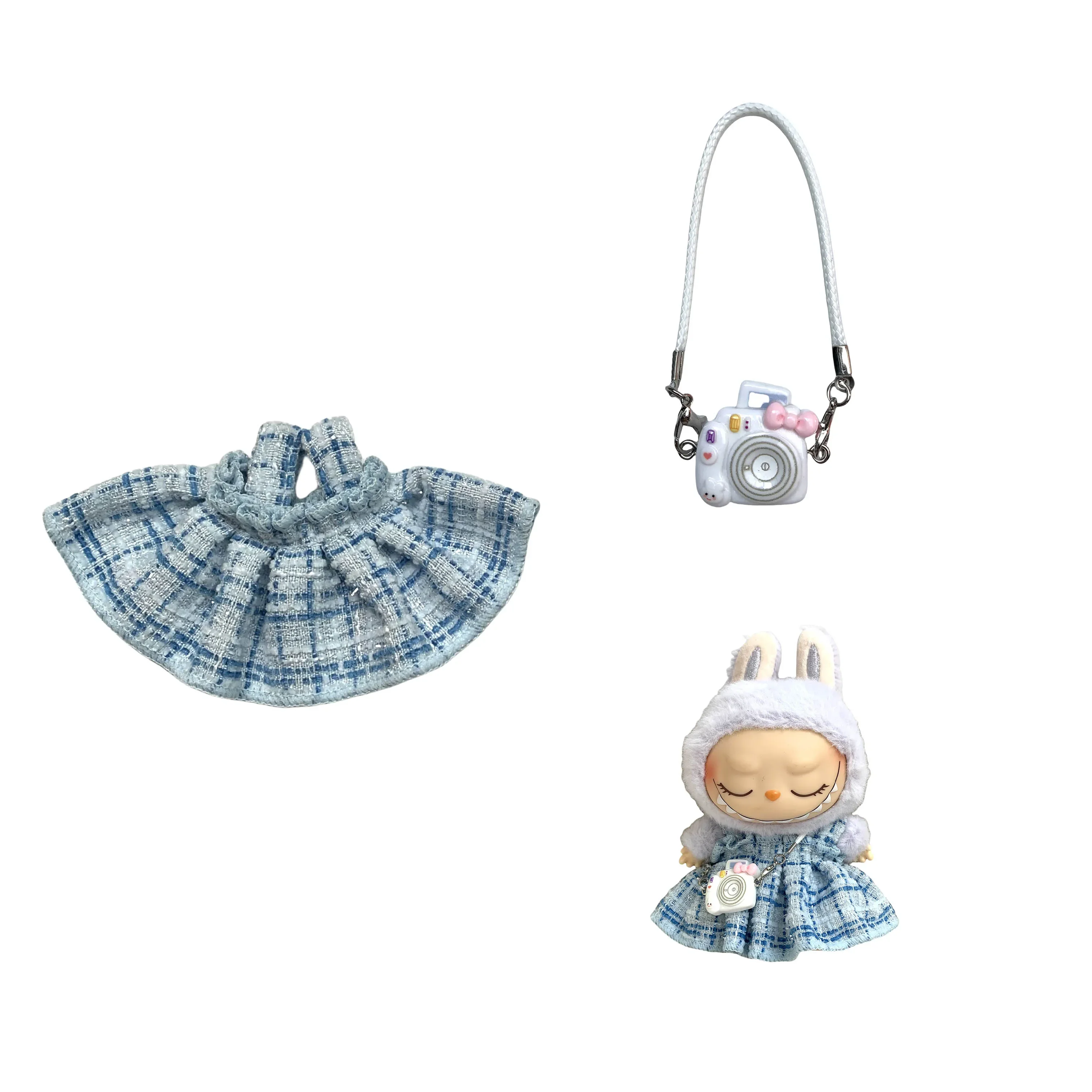 17 см плюшевая кукла Labubu, черное платье, костюм, аксессуары для Kpop Exo Idol, хлопковая одежда для кукол, наряд Labubu V1 V2