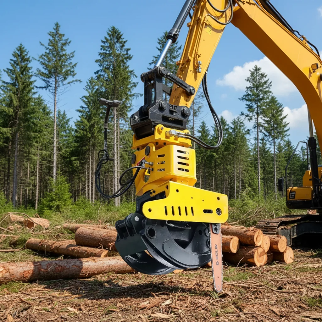 Heavy Duty Hydraulic Rotating Grapple Saw Attachment for 12 18 Ton Excavator Forestry Logging Tree Shear Tool