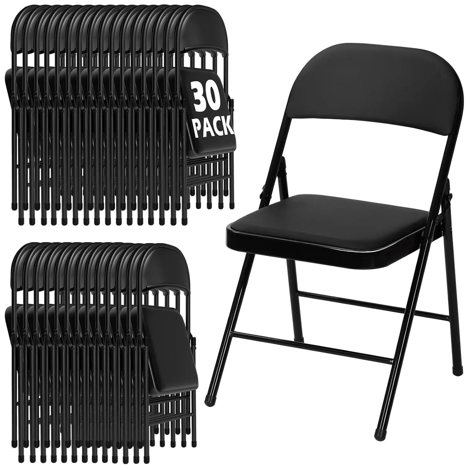 Pu Leather Portable Stackable Commercial Foldable Chair for Party Event Office Wedding Indoor Outdoor 350lb Capacity