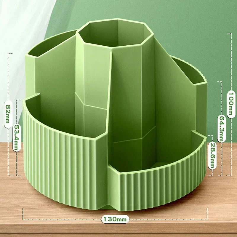 Desktop Stationery Organizer 5 Slots Stationery Storage Box 360 Degree Rotating Cute Pencil Cup Pot for Home Office School