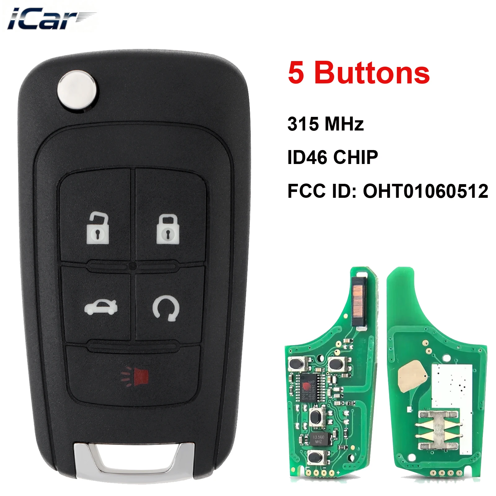 

iCar 5 кнопок 315 МГц ID46 чип смарт-пульт дистанционного управления откидной автомобильный брелок подходит для Chevrolet Cruze Camaro Malibu Sonic Opel GMC OHT01060512