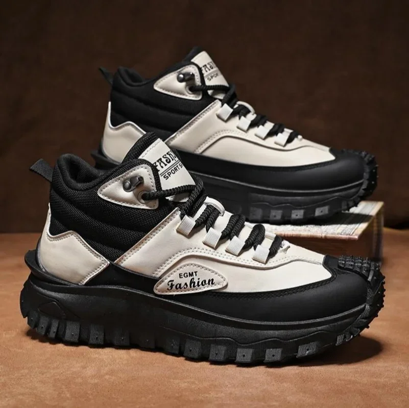 New Men's High-Top Boots Thick-Soled and Wear-Resistant Excellent Grip Breathable Suitable Outdoor Hiking Camping Mountaineering