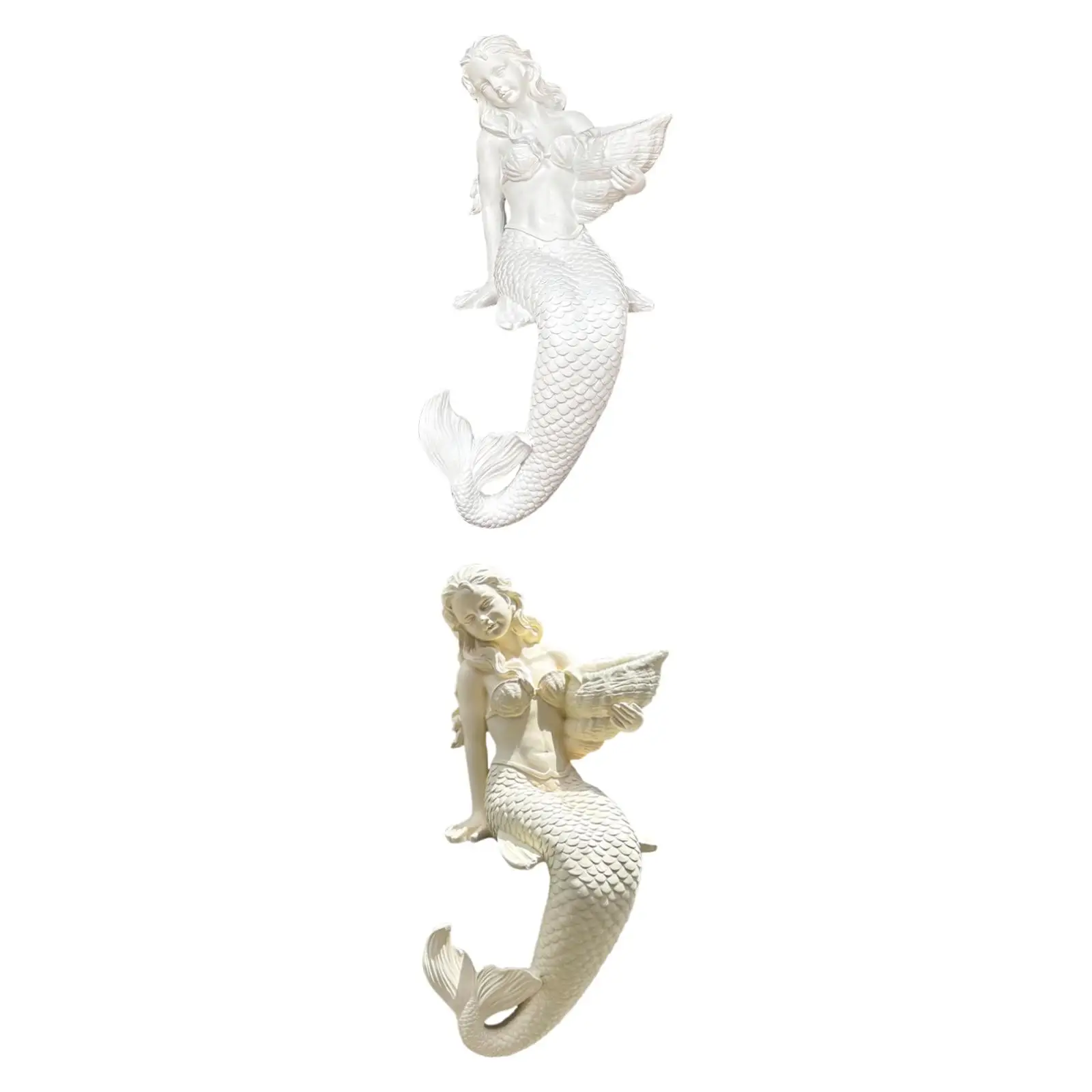 Resin Mermaid Garden Figurine for Birdbath Shelf Desk Versatile Rustic Elegant Outdoor Decoration Height 50cm Mermaid Sculpture