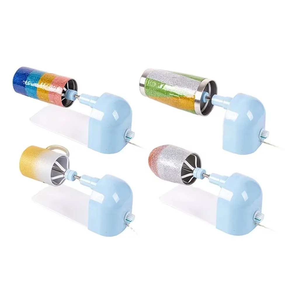 Blue DIY Craft Tumbler Press Cup Turner Spinner Multi Function Glitter Tumbler Rotating Machine for Custom Cups
