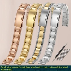 Women's precision steel watch chain is suitable for Casio/Titus stainless steel watch strap. Small size steel strap 10 12 14m