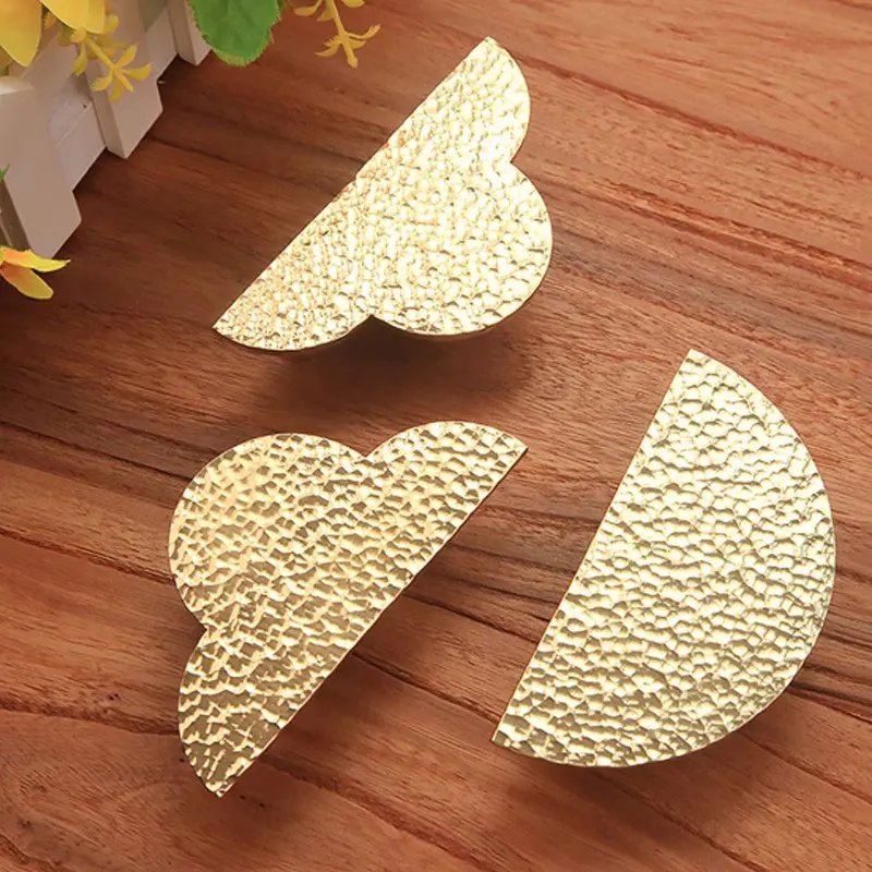 Handmade Hammer Pattern Brass Cabinet Handles Semicircular Shaped Wardrobe Pulls Drawer Round KnobsModern Furniture Hardware