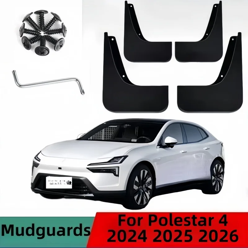 For Polestar 4 Accessories 2024 2025 2026 Auto Mudflaps Mud Splash Guards Front Rear MudGuards Fende Flare Tools Car Accessory