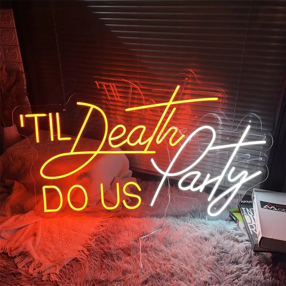 LED Neon Signs Til Death Do Us Party Neon Led Sign Lights Bedroom Room Decor Party Birthday Decor Wall Art Pub Bar Neon Lights