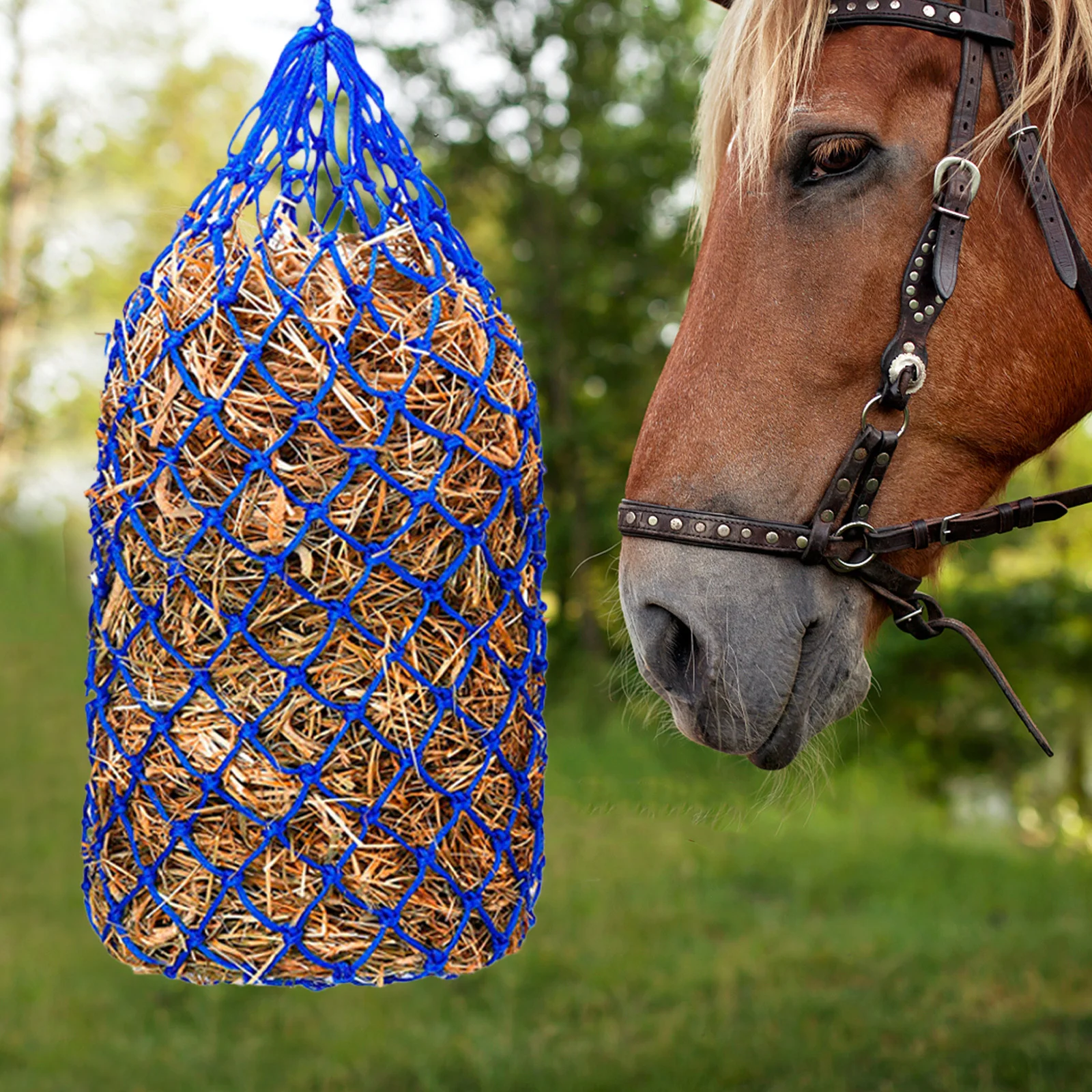 حقيبة قش الحصان تغذية بطيئة مع شبكة تهوية مدمجة وخفيفة الوزن ومقاومة للاهتراء وحدة تغذية الماعز والماشية