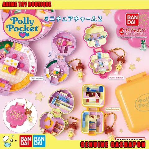 Bandai POLLY POCKET Action Figure Little Fairy Treasure Chest Backpack Keychain Gashapon Ball children's toys gift Original