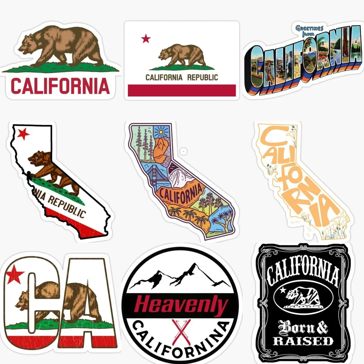 

California CA Flag Map Camper Stickers Wall Room Truck Motorcycle Car Window Bicycle Table Off-road Helmet PVC Decal Assecories