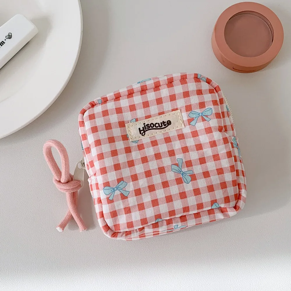 Cute Multifunctional Coin Purse Large Capacity Bowknot Sanitary Napkin Storage Bags Earphones Lipstick Pouch Gift