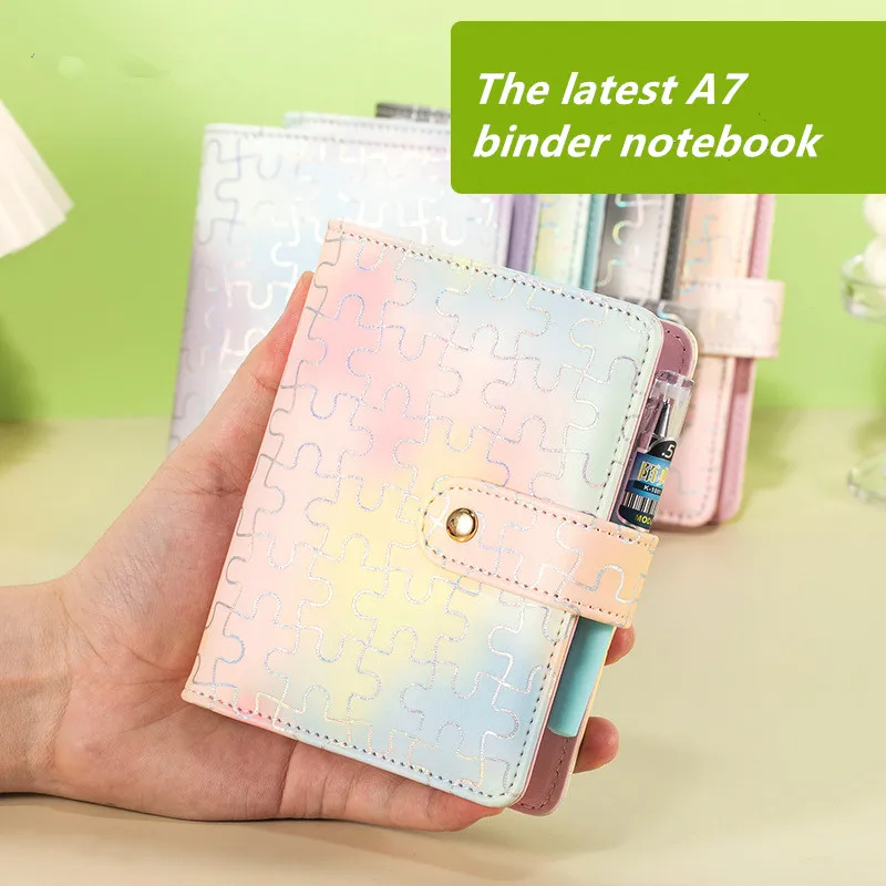 New A7 Candy Color 6 Ring Binder PU Notebook Carry-on Budget Book Leather Binder Notebook Cover Journal Kawaii Stationery