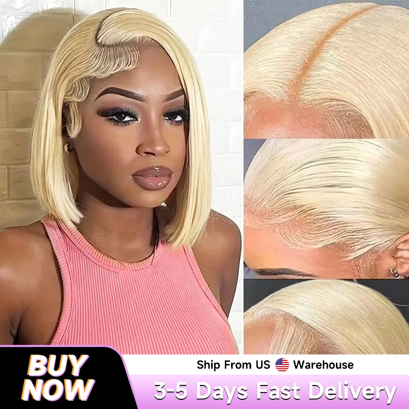 

13x6 Bob Wigs 613 Honey Blonde 13x4 Lace Front Human Hair Wig Brazilian Remy Short Straight Colored Wigs For Women 180 Density