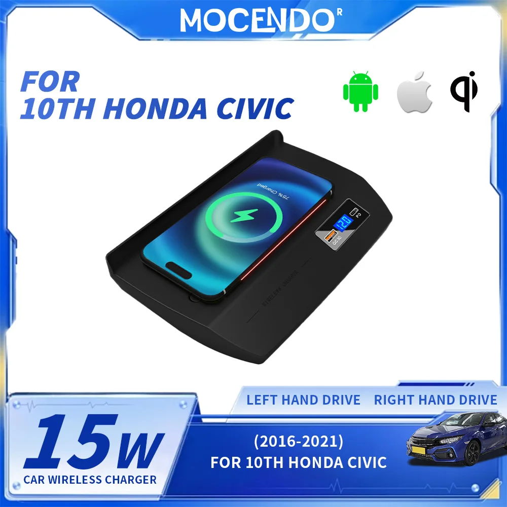 

Car Fast Charging Wireless Charger Phone Charger Plate Panel Phone Holder For Honda Civic 2016-2021