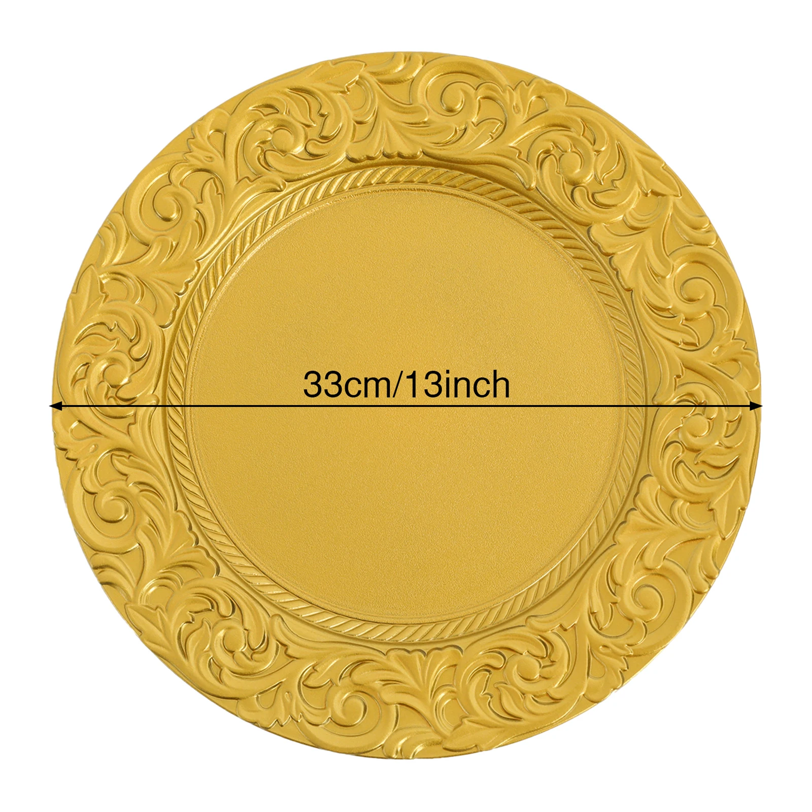 

50 шт. золотые антикварные зарядные пластины 33 см/13 дюймов, пластиковые зарядные пластины, декоративная тарелка для вечеринок по случаю дня рождения, свадьбы, банкетов