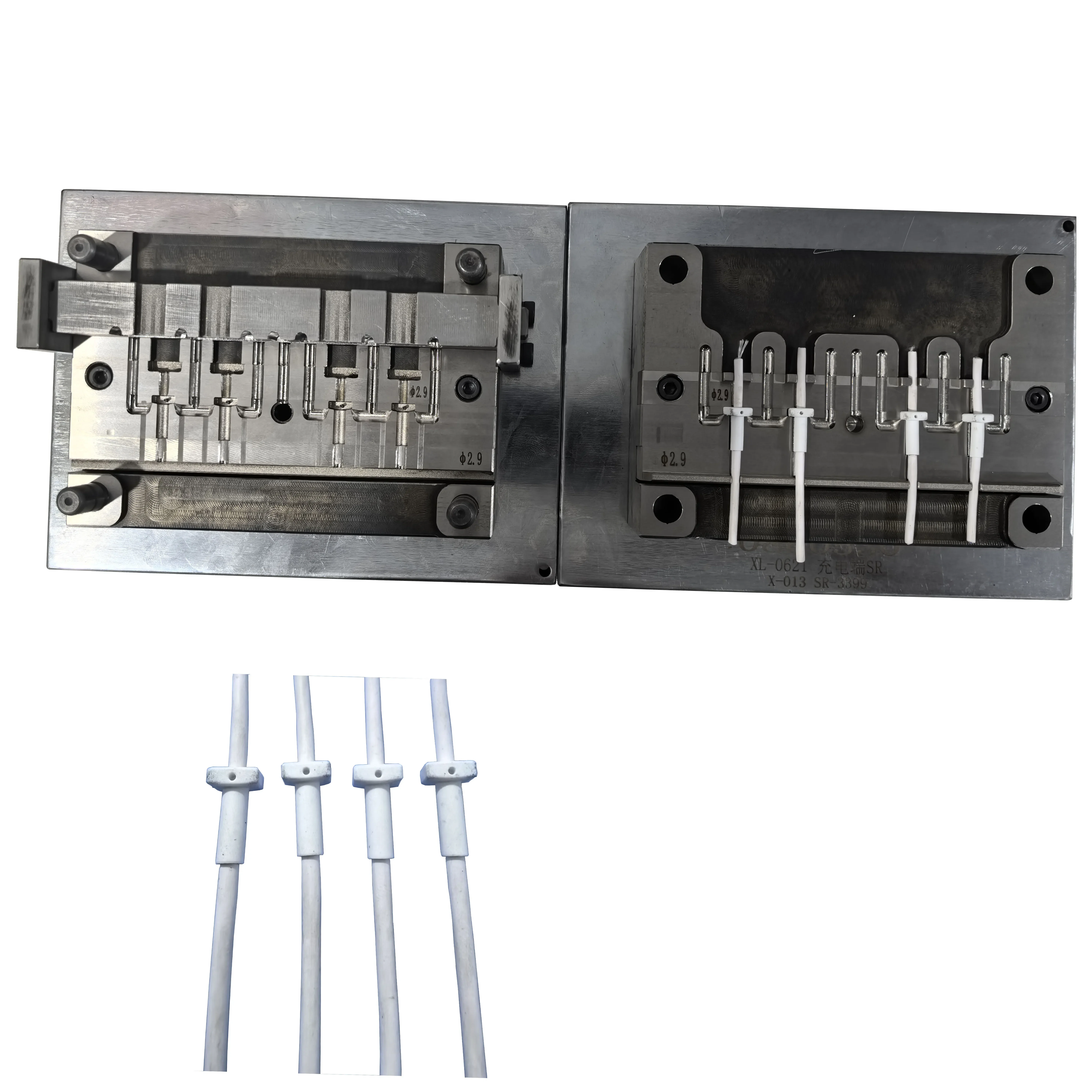 

Power charging cable SR plug mold Cost saving High productivity Cable position connector Plastic mold