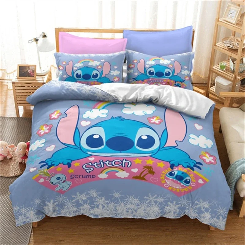 Duvet Cover 3D Anime Stitch Pattern Duvet Cover Set Pillowcase Bedding Set Single Double Queen Size Support Custom Size Kids