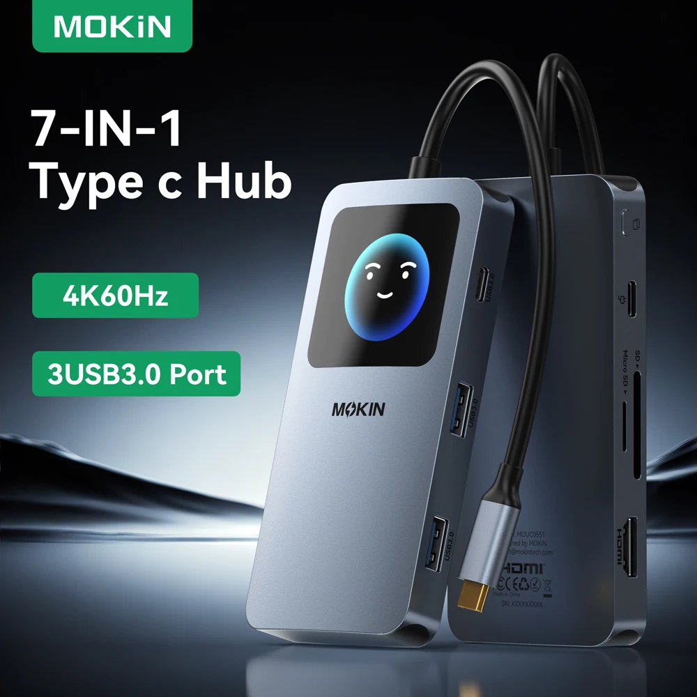 mokin-hub-usb-c-7-in-1-con-hdmi-4k@60hz-2-porte-usb-a-30-lettore-di-schede-sd-tf-usb-c-30-pd100w-per-macbook-ipad-m2-m1-docking-station